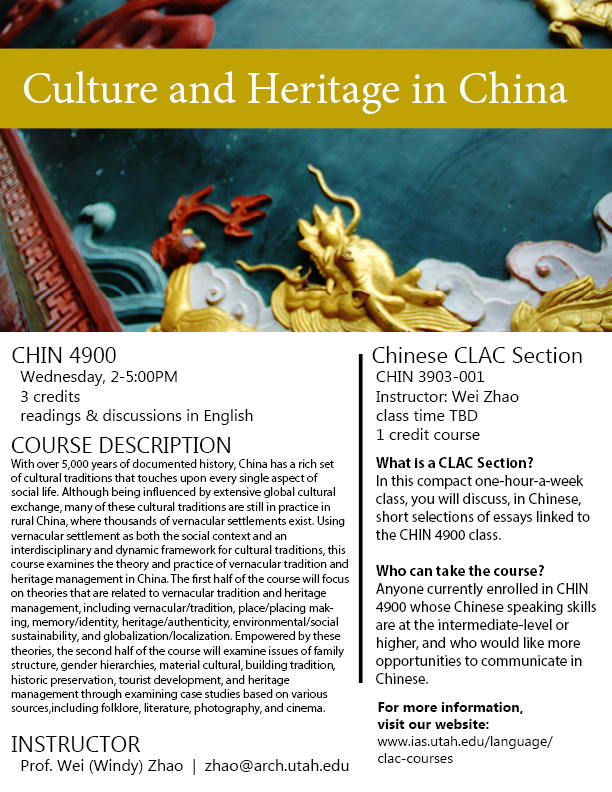 CHIN 4900  Culture and Heritage in China