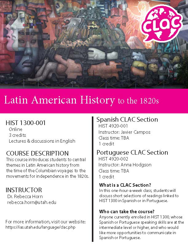 HIST 1300  Latin American Civilization to 1820s