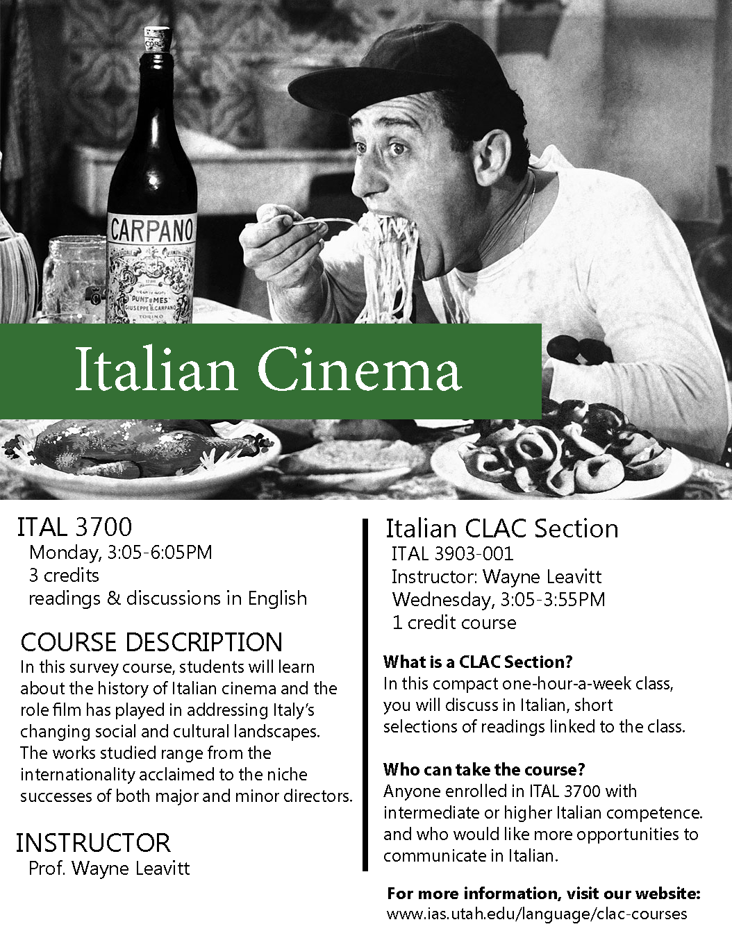 ITAL 3700  Italian Cinema